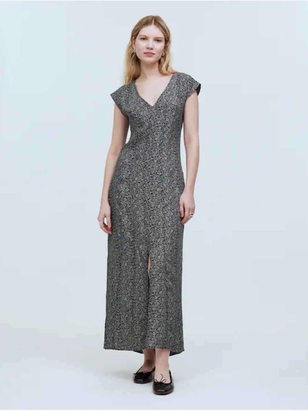 Madewell Cap-Sleeve V-Neck Midi Dress